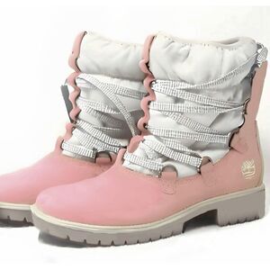 Timberland Women's Pink and White Winter Boots